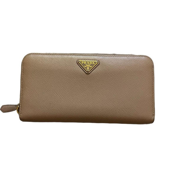 Prada Cipria Saffiano Triangle Long Zip Wallet - Picture 1 of 12